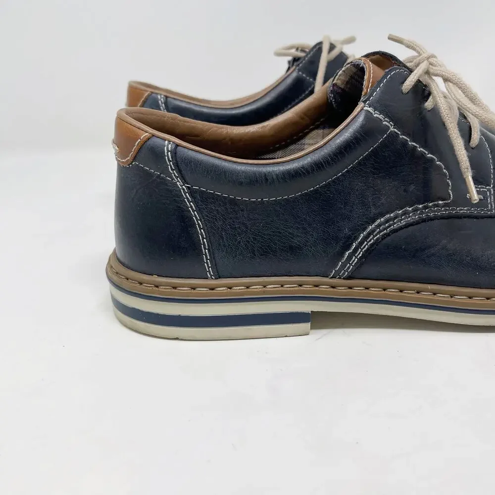 Rieker Mens 43 / US 9.5-10 Blue Dustin Derby Oxford Shoes Dress Leather Lace Up